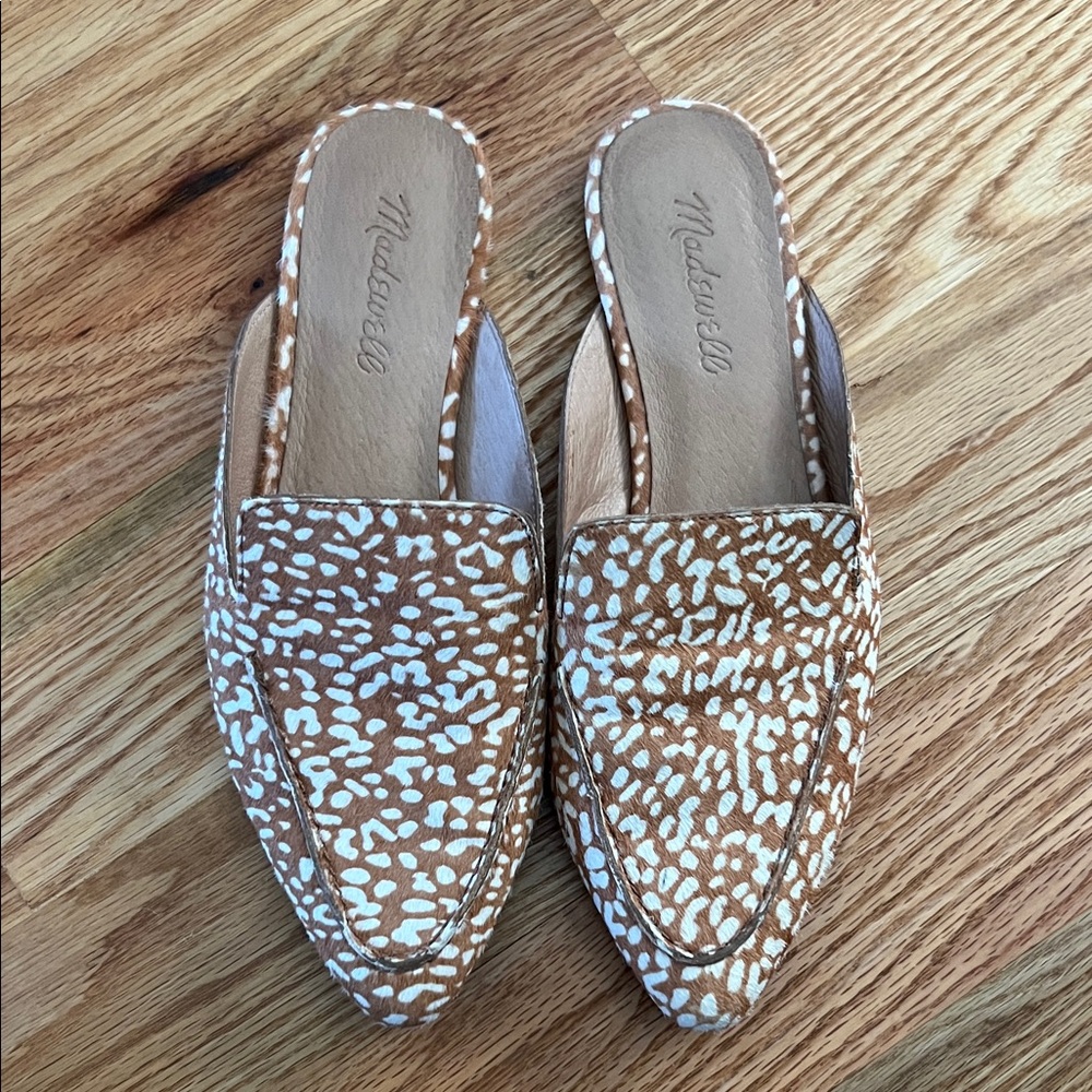Madewell Tan and Cream Patterned Mules
